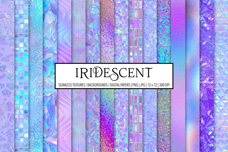 Iridescent Textures, Holographic, Shimmer, Digital Papers, Backgrounds, Sublimation, Scrapbooking, Clipart, Personal and Commercial Use image 1