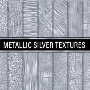 Metallic Silver Textures Digital Papers, Seamless, Backgrounds, Clipart, Scrapbooking, Personal and Commercial Use