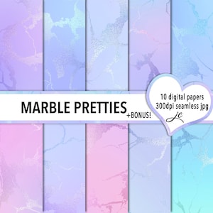 Marble Pretties Digital Papers + BONUS Photoshop Pattern File, Seamless, Textures, Backgrounds, Clipart, Personal & Commercial Use