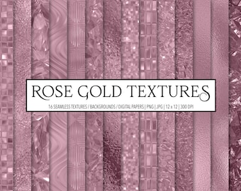 Rose Gold Textures: Metallic Foil Digital Papers (PNG, JPG, 12x12, 300 dpi)