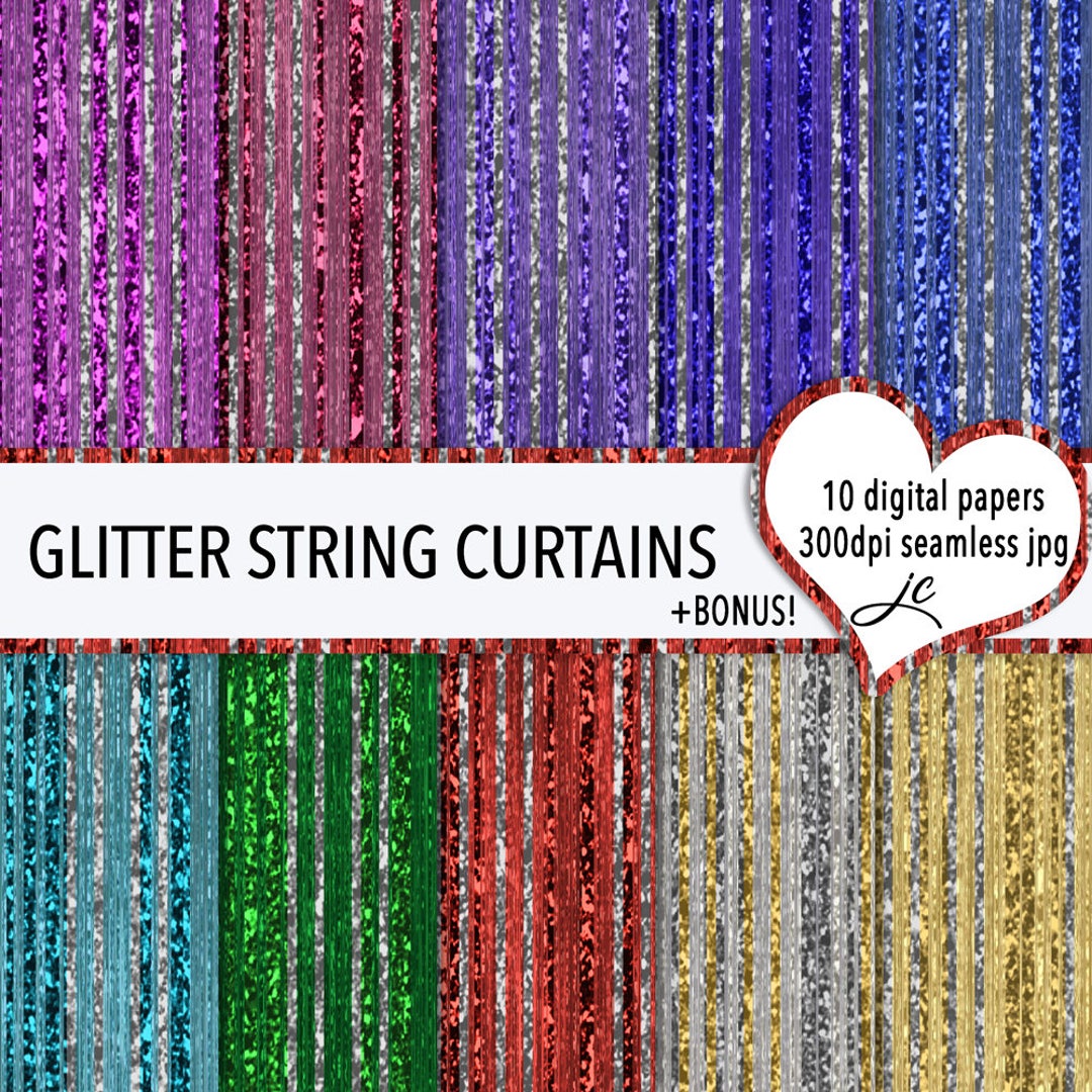 Glitter String Curtains Textures: Seamless Digital Papers (JPG + .pat ...