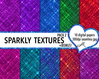 Glitzernde Texturen Digitale Papiere: Nahtlose Hintergründe (Pack 2) (Bonus Musterdateien)