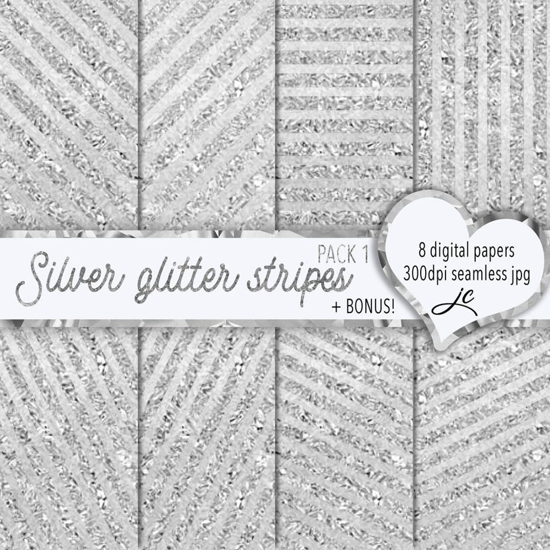 Silver Glitter Stripes Digital Paper: Seamless Textures (JPG + .pat) - Etsy