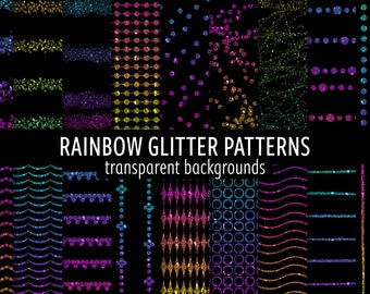 Rainbow Glitter Patterns Digital Papers, Seamless, Textures, Backgrounds, Clipart, Scrapbooking, Personal and Commercial Use