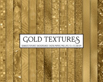 Gold Textures: Metallic Foil Backgrounds, Digital Paper (PNG, JPG)
