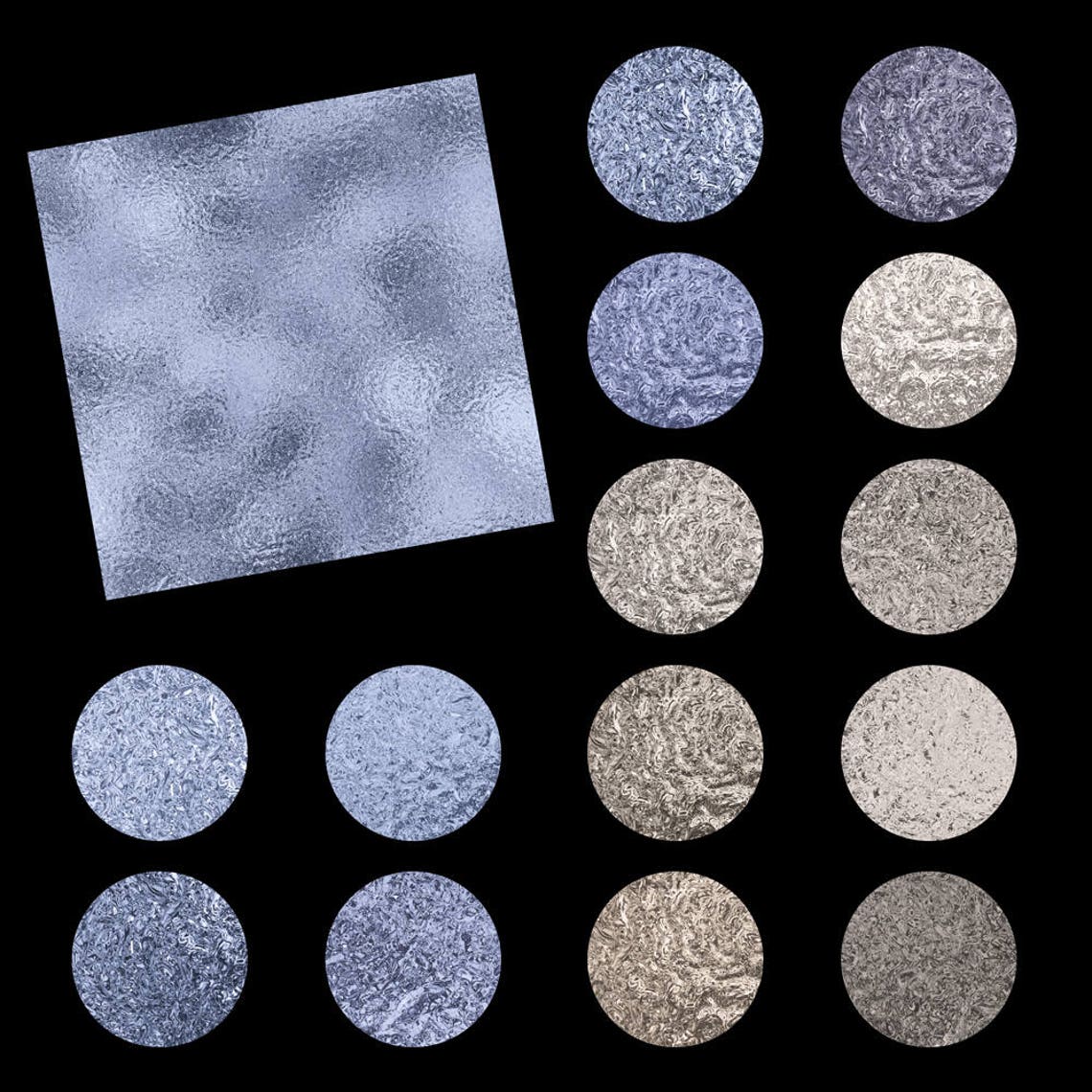 Silver Foil Textures: Seamless Digital Paper (JPG + Photoshop Patterns ...