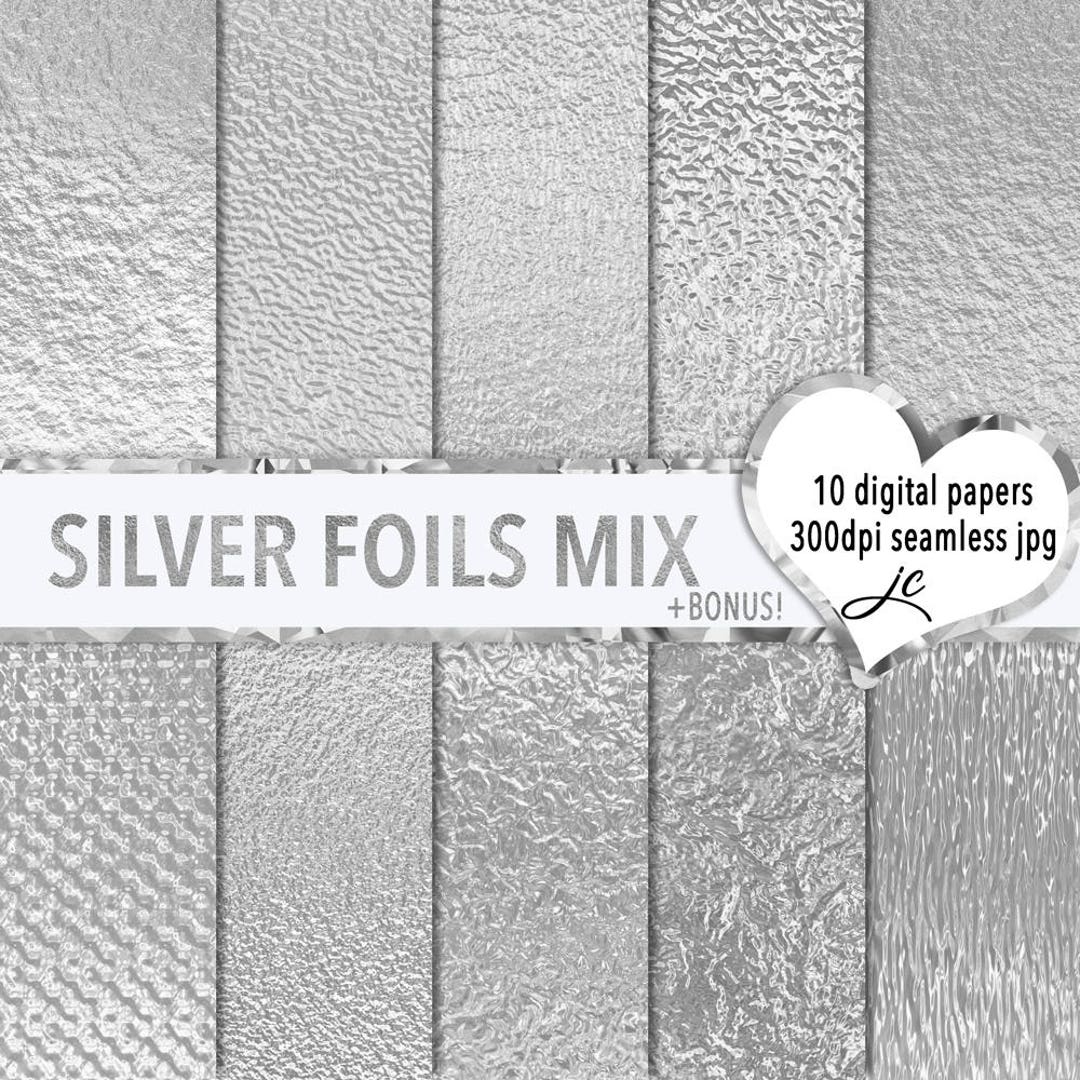 Silver Foil Textures: Seamless Digital Papers (JPG + Pattern File ...