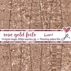 Rose Gold Foils Textured + BONUS Photoshop Pattern Files, Seamless, Foil Textures, Backgrounds, Clipart, Personal and Commercial Use