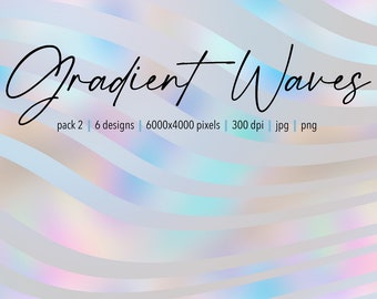 Gradient Waves - Pack 2, Digital Papers, Backgrounds, Textures, Scrapbooking, Clipart, Personal and Commercial Use