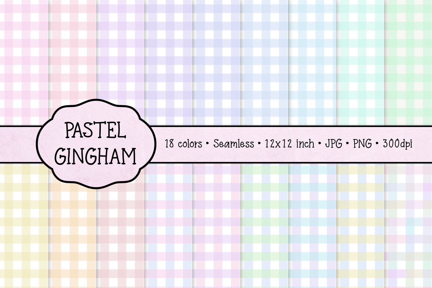 Pastel Gingham Patterns, Digital Papers, Seamless, Backgrounds ...