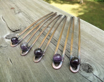 Hair Fork Copper Set Of 3 Wavy Hair Pins Bun Holder Etsy