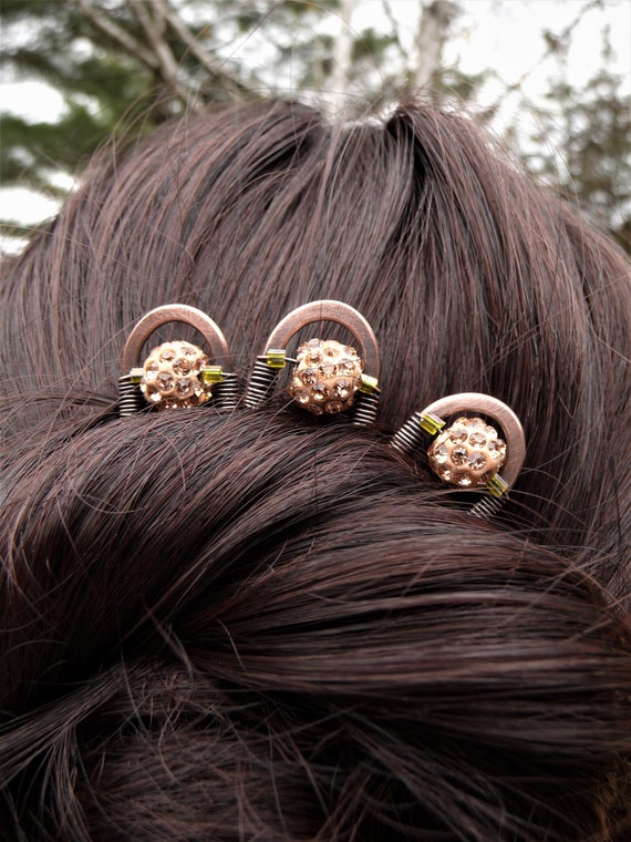5 Hair Pins Set French Pin Chignon Holder Metal Forks For Etsy