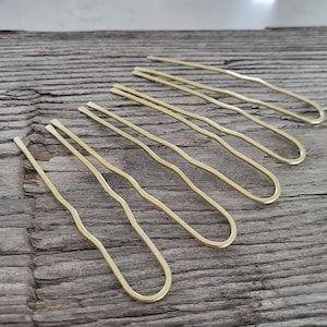set of 5 mini hair pins for buns and updos, strong and sturdy, brass metal hair accessories, bun holder, small fork stick, large bobby pins