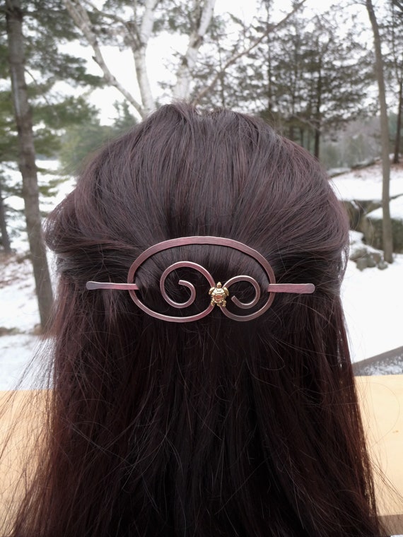 Small Hair Clip With Stick Barrette Copper Hair Slide Etsy