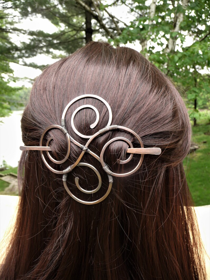 Hair Slide Clip Pin With Stick Wire Wrap Long Hair Barettes Etsy