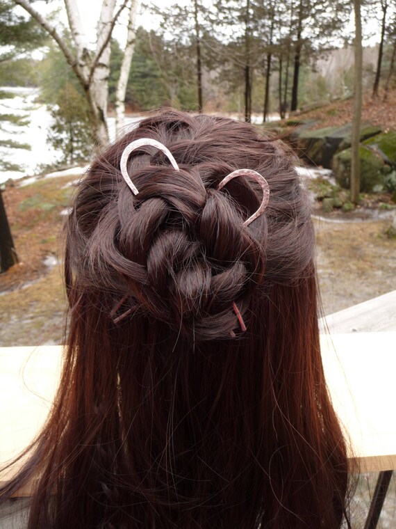 Hair Pin Copper Hair Slide Gift For Her Hair Fork Gold Bun Etsy
