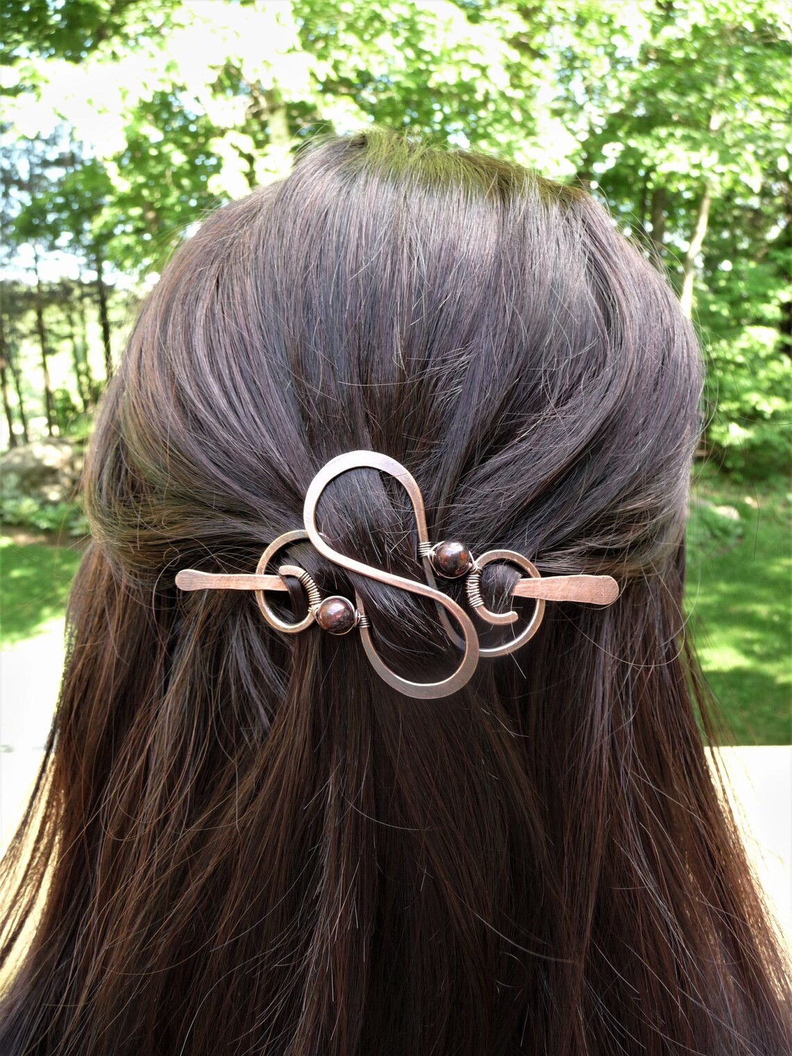 Small hair barrette double swirl hair slide with red jasper Etsy