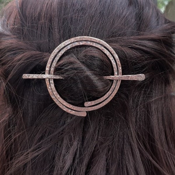 tiny circle hair clip barrette with stick, small barrettes for women, accessory for long hair, metal hair pins, handmade designs, unique