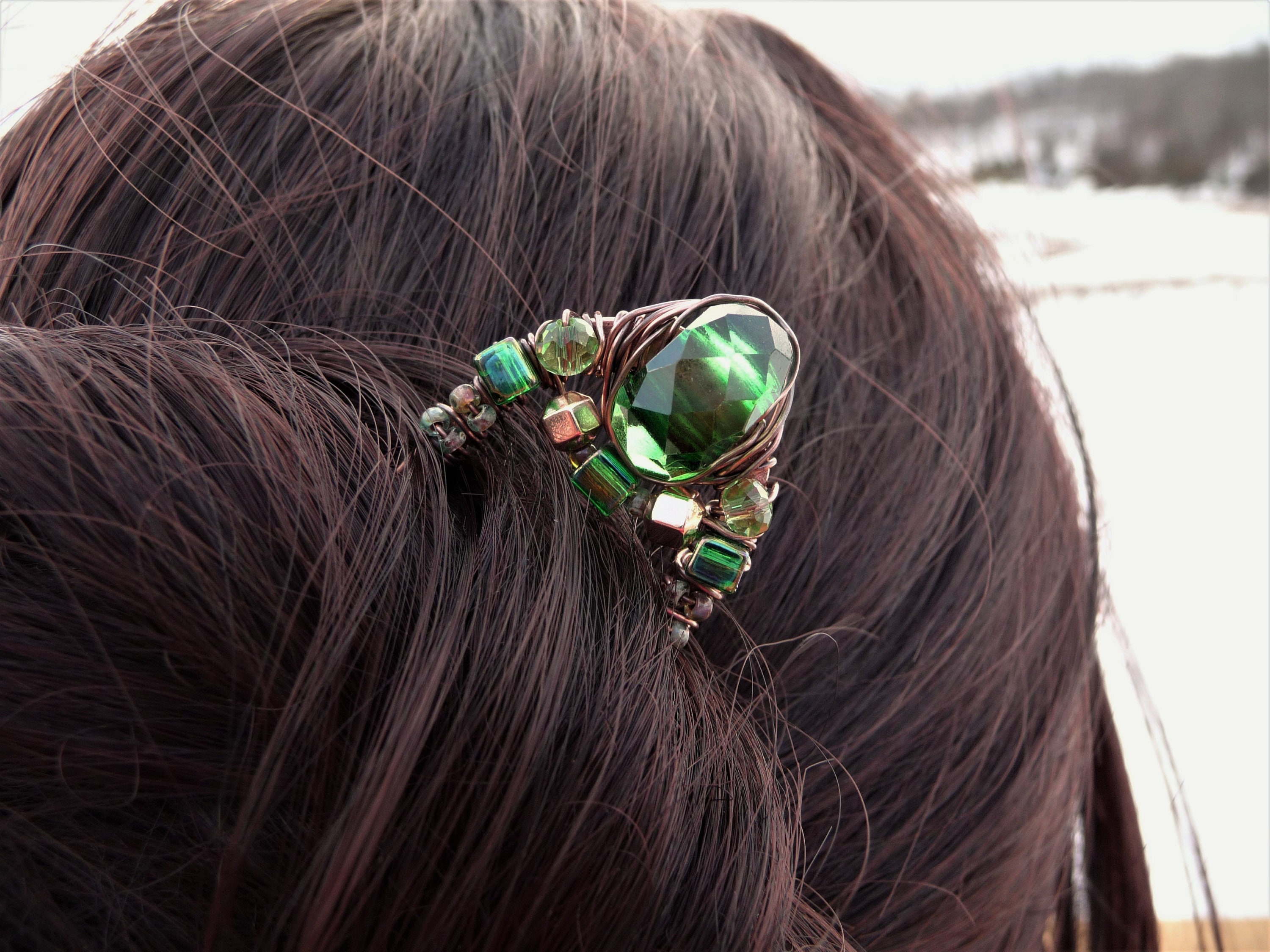 Hair Stick Fork for Long Hair Bun Accessories Green Hair - Etsy Hair Stick Fork for Long Hair Bun Accessories Green Hair - Etsy
