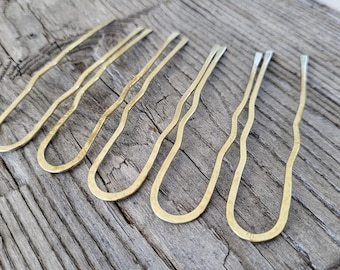 Hair Pins for Buns: Strong Metal Updo Accessories - Set of 5 Brass