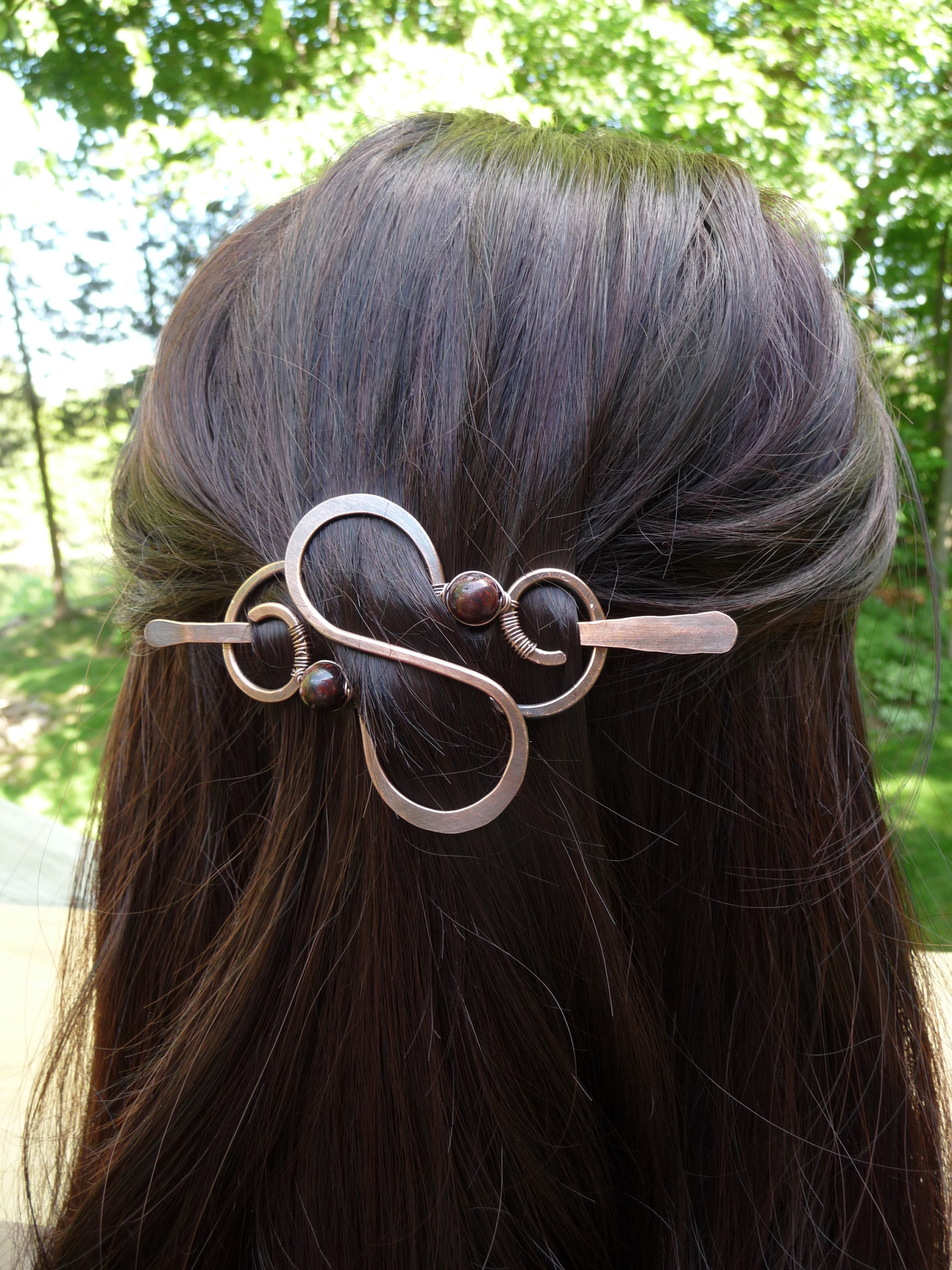 Small Hair Barrette Double Swirl Hair Slide With Red Jasper Etsy