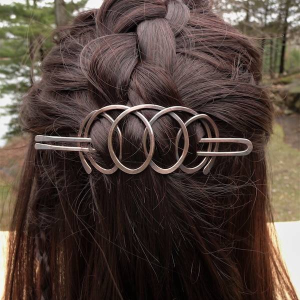 spiral hair pin barrette with fork stick, handmade hair pin, strong hair clips, small hair clip for thin hair or thick, hair clips for women