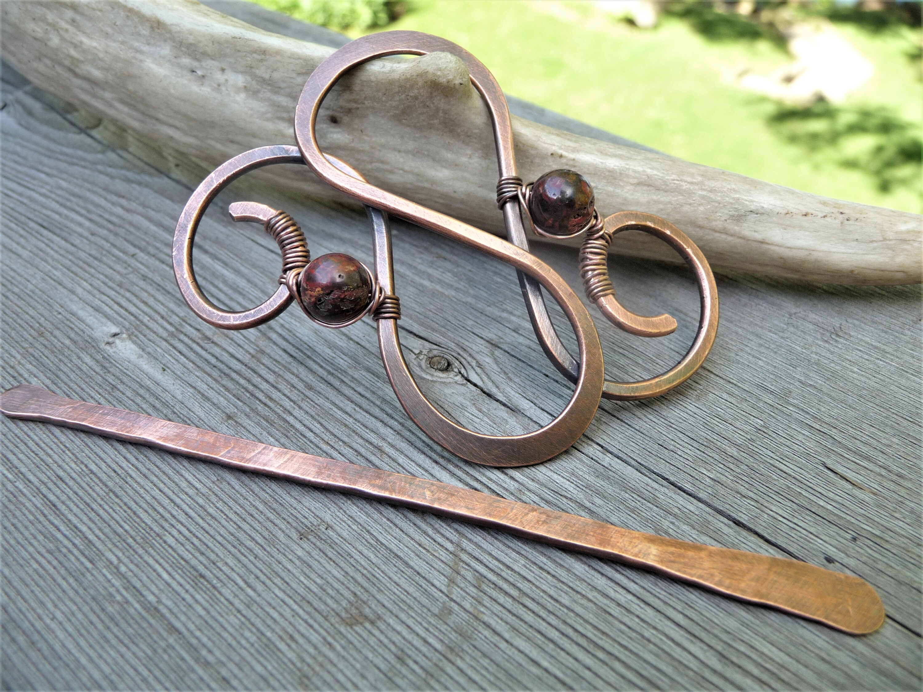 Small Hair Barrette Double Swirl Hair Slide With Red Jasper Etsy