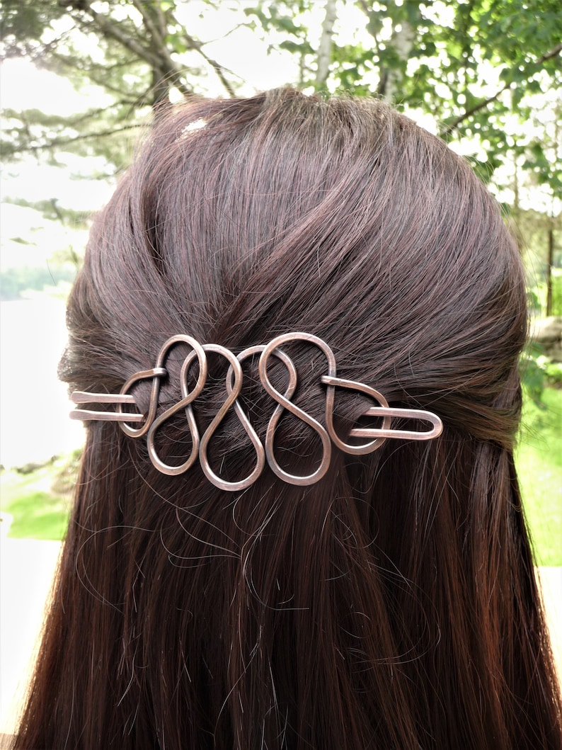 Unique Hair Slide Barrette With Stick Wavy Spirals Hair Clip Etsy