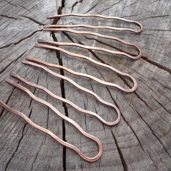 set of 5 mini hair pins for buns and updos, strong and sturdy, copper metal hair accessories, bun holder, small fork stick, large bobby pins