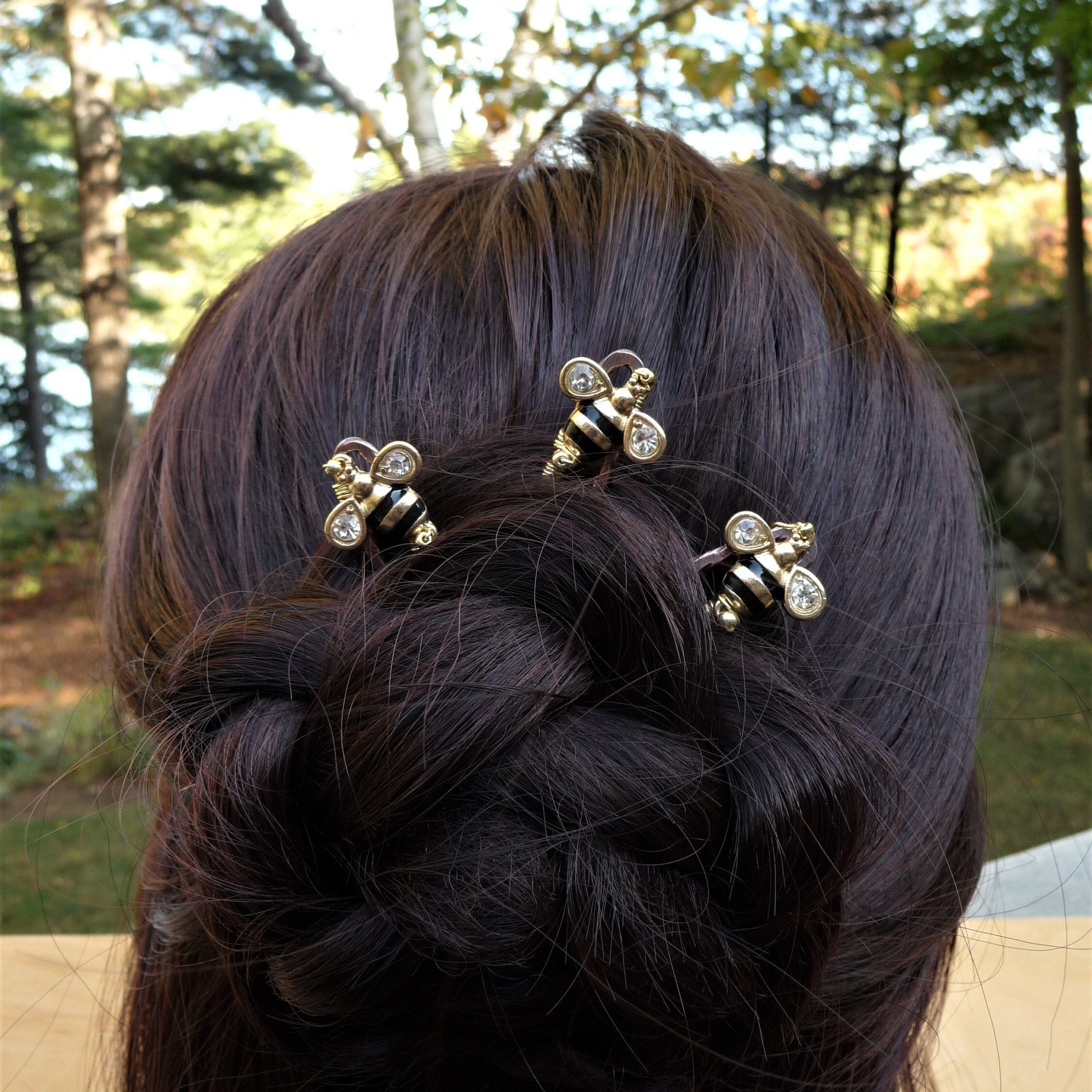 Bee Hair Pins Set, Bun Pin Accessory for Women, U Pin, Chignon