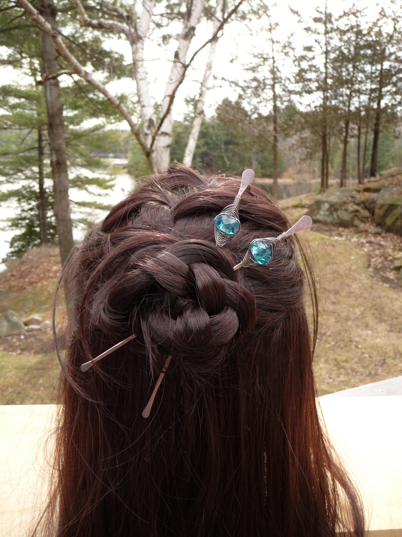 Decorative Hair Sticks For Buns Womens Hair Accessories Blue Etsy