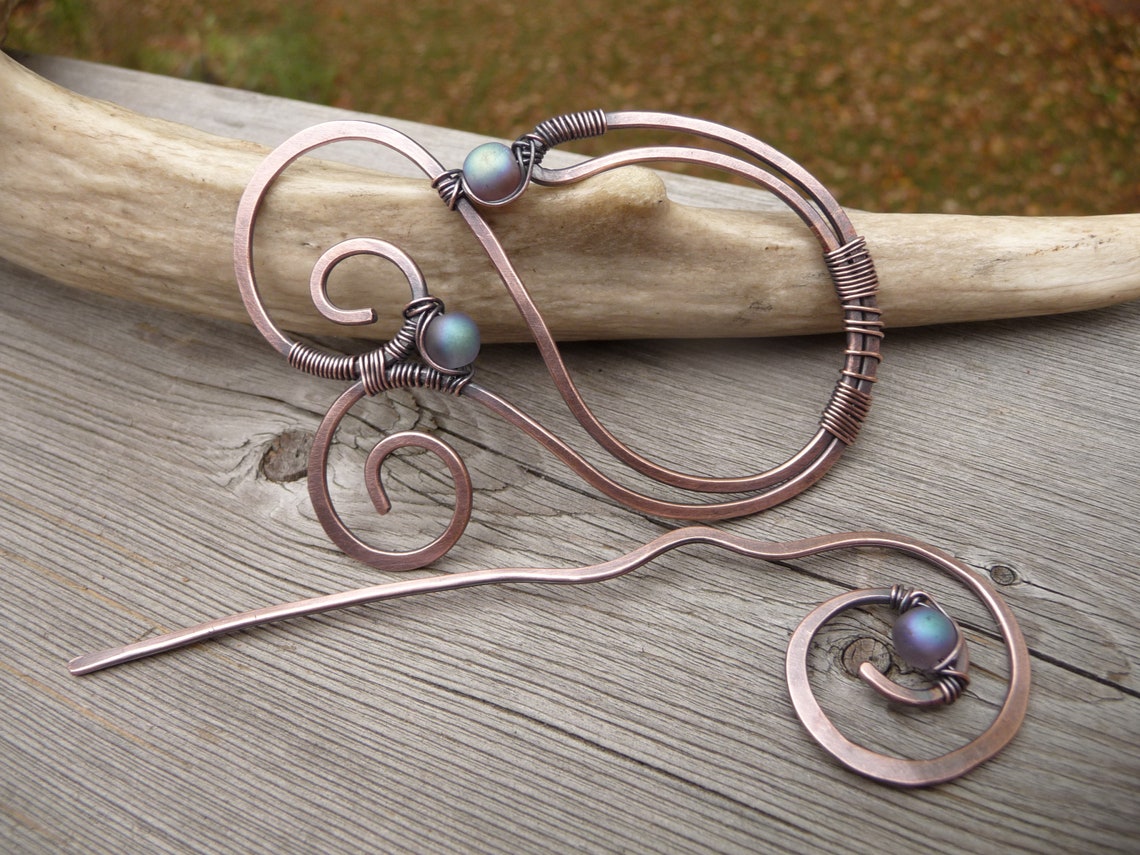 Spiral shawl pin wire wrap jewelry scarf pins with stick Etsy