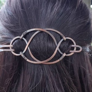 celtic hair barrette with stick hair clips for women metal hair pin slide long thick hair wire wrap hand made copper gift fancy barettes pin