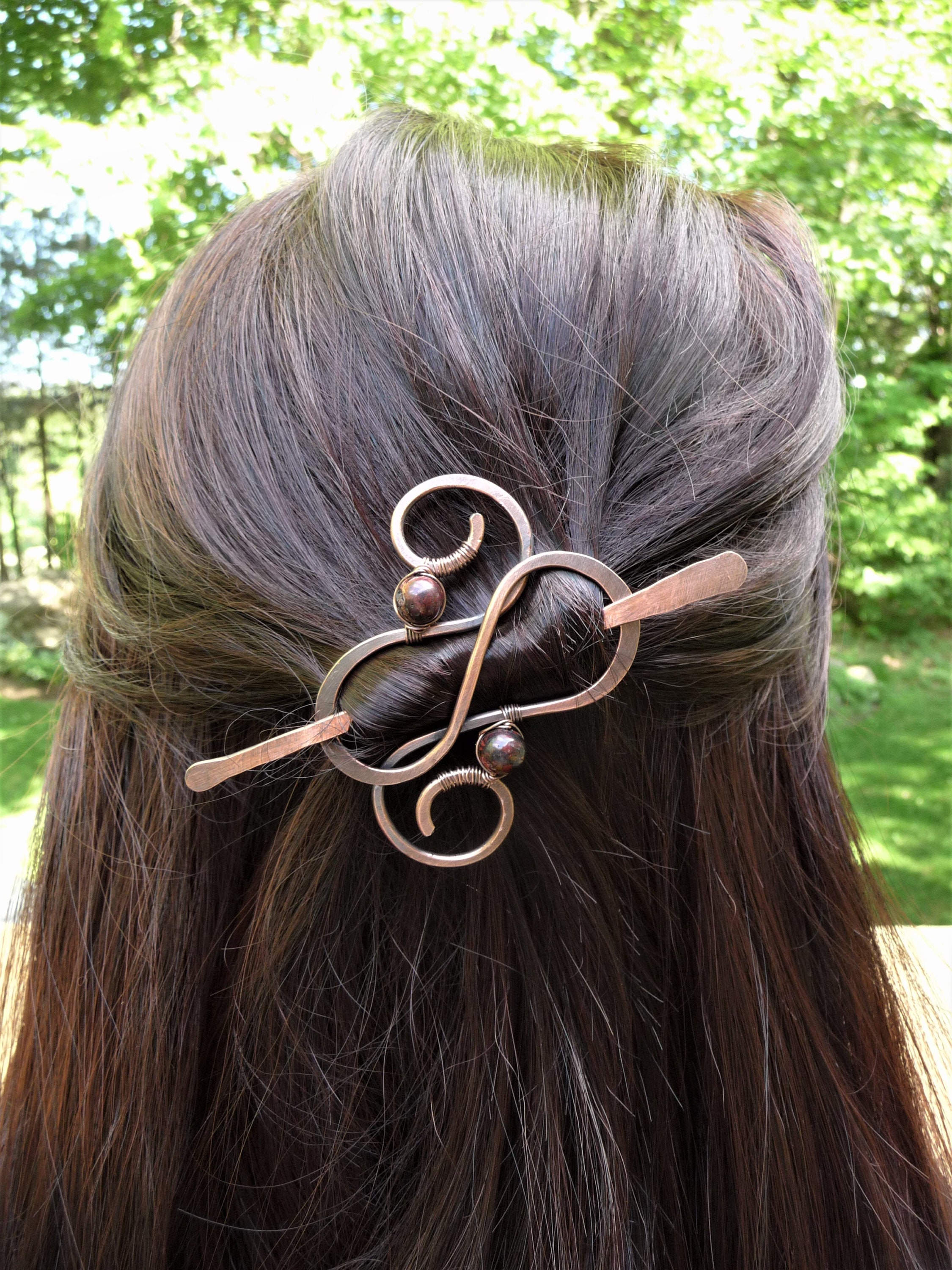 Small Hair Barrette Double Swirl Hair Slide With Red Jasper Etsy
