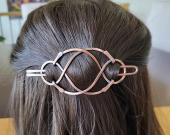 Handmade Celtic Copper Hair Barrette, Long Hair Pin