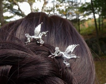 Silver Unicorn Hair Forks Set, Fantasy Hair Accessories