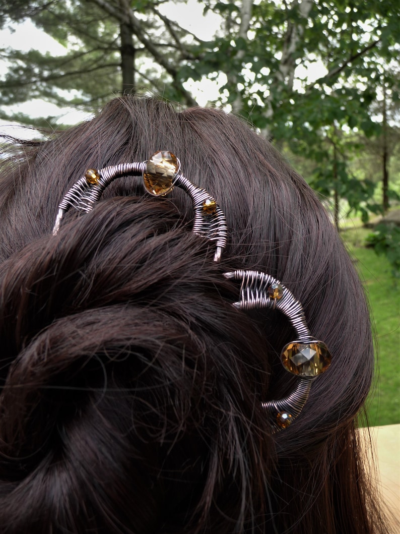 Decorative Hair Comb Set Hair Pins Hair Fork Metal Chignon Etsy