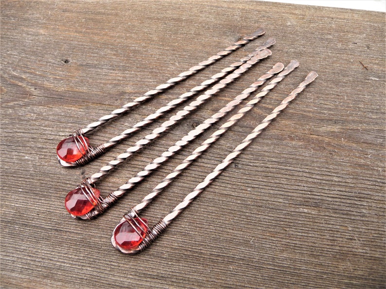 Copper Hair Pins Set of 3 Metal Hair Fork Stick Bun Holder Etsy