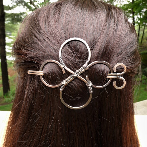 hair slide, celtic hair barrette, barette for thick hair bun holder hair pin large hair clip metal, hair barettes accessories for women gift