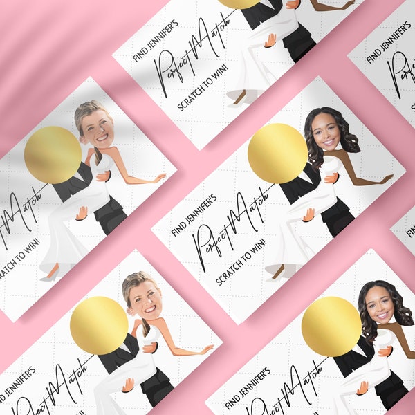 Bridal Shower Scratch Off Game - Perfect Match - Personalized Bride + Groom Image