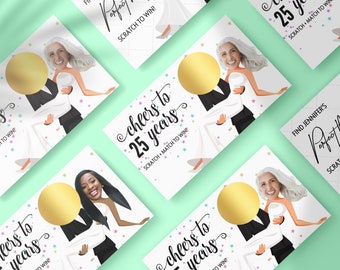 Anniversary Scratch Off Game - Cheers to the Years - Personalized Bride + Groom Image