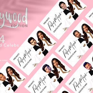 May include: A set of 24 game cards featuring Bollywood celebrities. Each card has a photo of a celebrity couple and the text "Find Navis Perfect Match" and "Scratch to Win!"