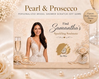 Pearl & Prosecco Bridal Shower Scratch Off Game, Personalized Bachelorette Party Game