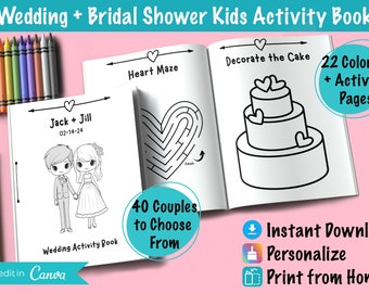 Wedding Activity Book for Kids | Weddings/Bridal Showers | Digital Download | 40 Couples | LGBTQ Couples | Personalize