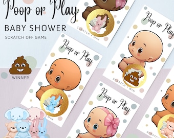 Baby Shower Scratch Off Game Poop or Play, For a Diaper-Filled Delight!