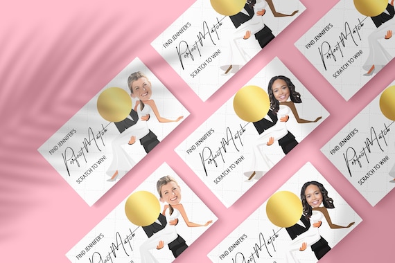 Bridal Shower Scratch Off Game - Perfect Match - Personalized Bride + Groom Image