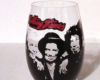 The Beatles hand painted wine glasstumblercandle holder