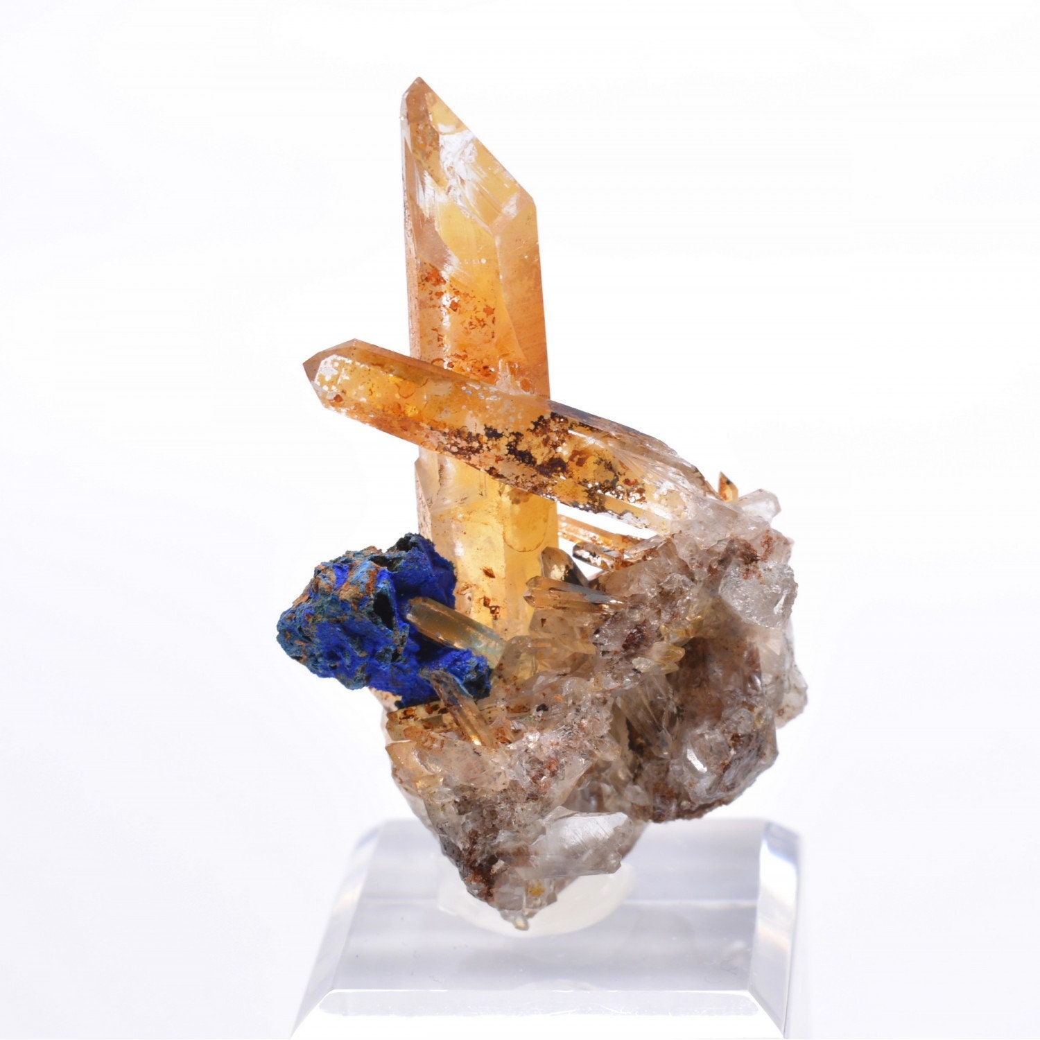 Quartz et Azurite Psm Tétraèdrite - Mine à Giraud, Isère, France