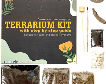 DIY Terrarium kit For Succulents Cacti Bonsai Moss Plants Step by Step Guide & Optional Tools Gift Box Small Medium Large