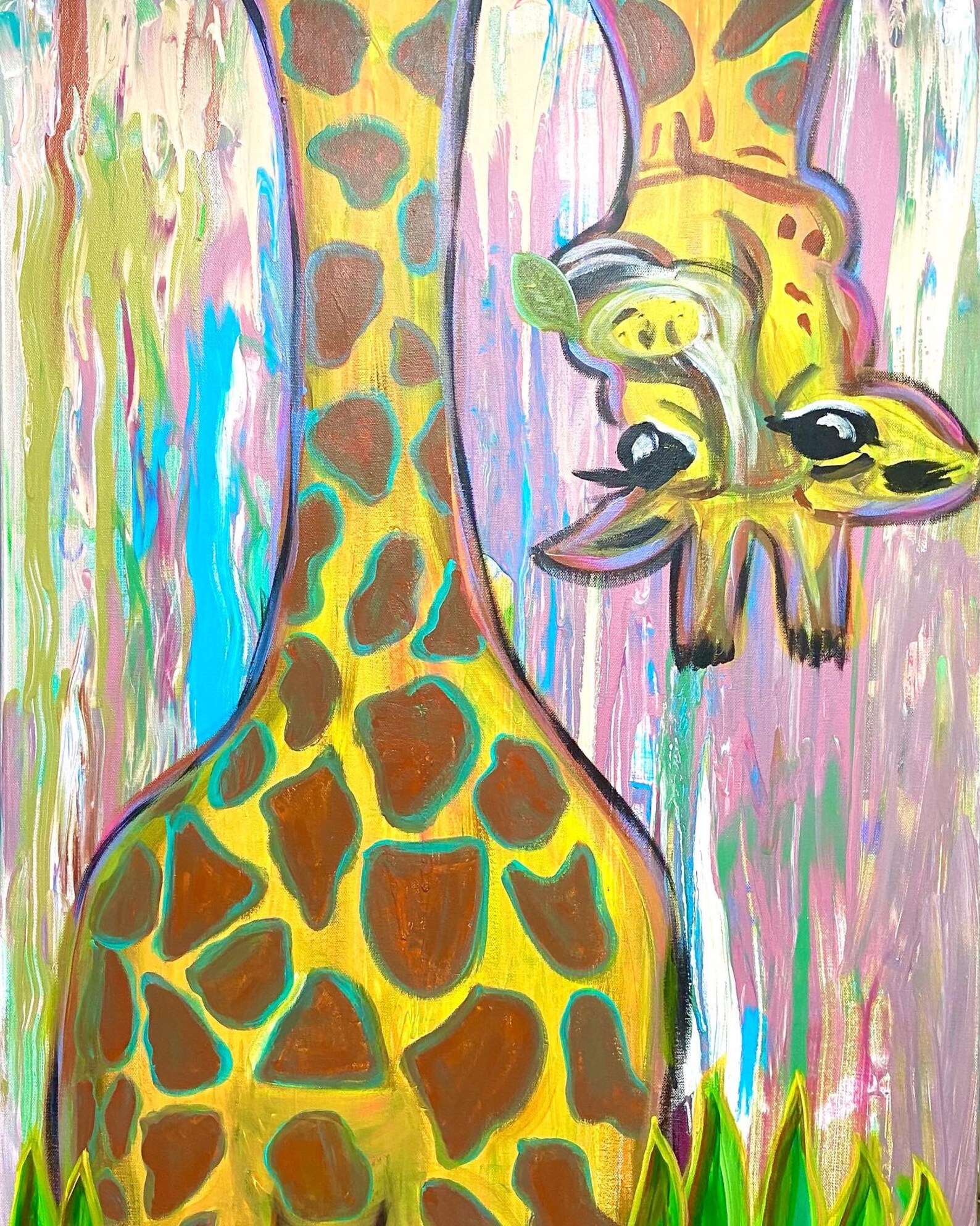 Abstract Giraffe Painting Giraffe Original Painting Animal Etsy